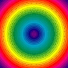rainbow radial background with hearts