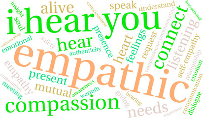 Empathic word cloud on a white background. 