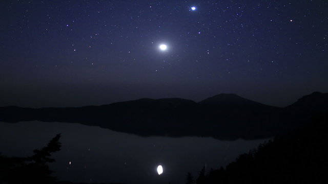 Crater Lake Timelapse Astrophoto 02 Moon Reflections