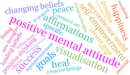 Obraz premium Positive Mental Attitude word cloud on a white background.