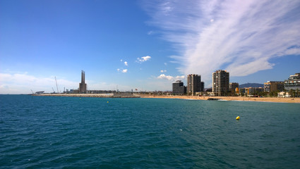 Fototapeta premium View of Badalona beach, Spain