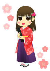 袴　女性　卒業証書