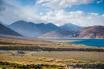 LEH LADAKH ,INDIA - MAY 10, 2015 : Pangong Lake (Pangong Tso) ,Ladakh ,Jammu and Kashmir, India.