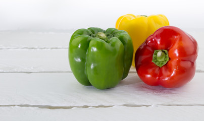 Green, Red and Yellow  Capsicum isolated on white background