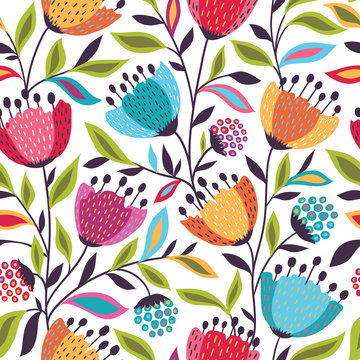 Fototapeta Seamless floral pattern