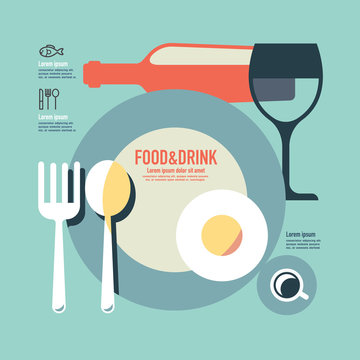 foods and drink template modern minimal flat design / vintage 