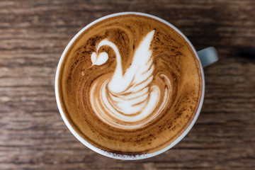 latte art in swan shape