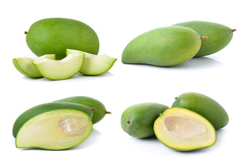 green mango on white background