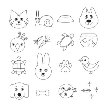 Animal related icon or pet logo set in thin line style. 
