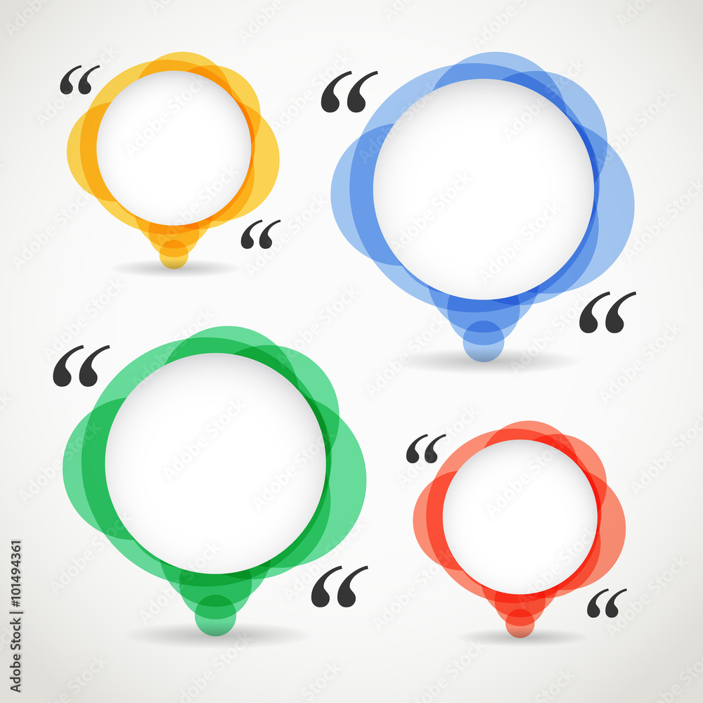 Poster abstract color speech clouds collection. quote layout