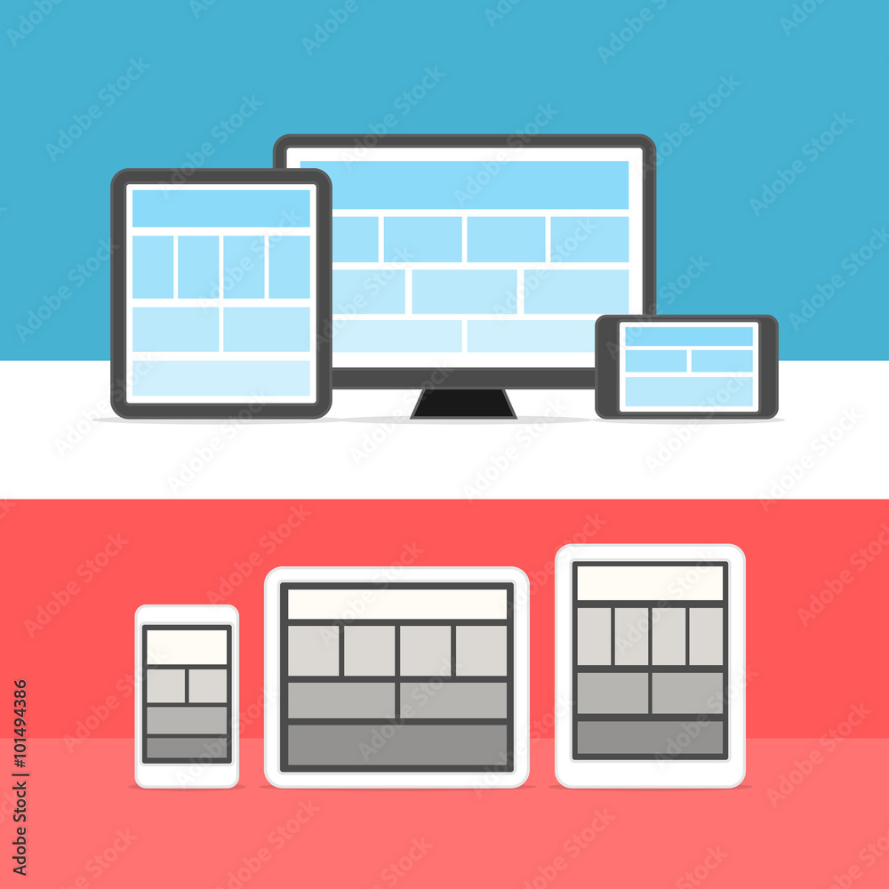 Poster Adaptive design layouts. Web site page templates collection on d