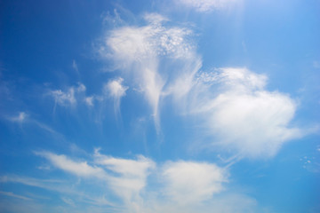 Naklejka na ściany i meble Blue sky with clouds on a summer day .