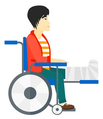 Patient sitting in wheelchair.