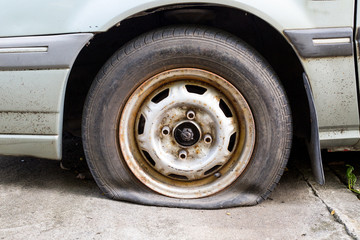 Flat tire on the road
