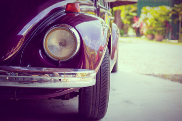 Close up light of vintage car