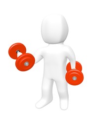 Man is lifting dumbbell for healthy.