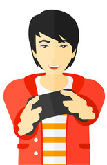 Man playing video game.