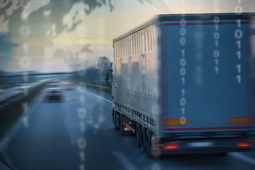 Fototapeta na wymiar European Trucks vehicle in driving