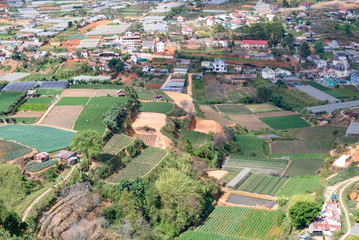 Fototapeta premium Colorful Dalat city from high view in early morning view from ca