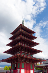 Red five-story pagoda. Osaka