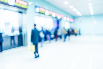Fototapeta premium Blurred background, passenger at subway train hall