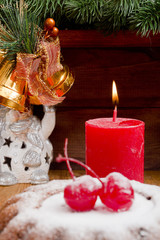 New Year candle with Christmas pudding