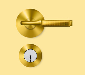 Gold door handle and door lock.