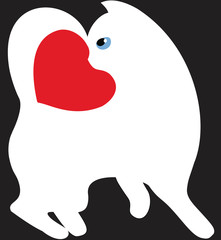 white cat blue eyes on black background