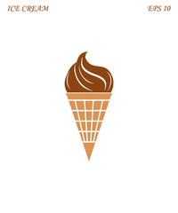 Ice cream icon with waffle on black background vector illustration