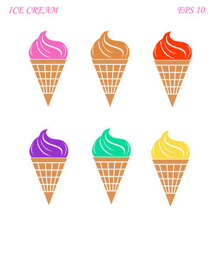 Ice cream icon with waffle on black background vector illustration