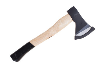 Small hand axe with wooden handle