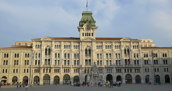 Trieste Italy Piazza Unita City Hall, Architecture Landmark Historic Square Travel Destination 4K