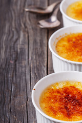 Creme brulee - traditional french vanilla cream dessert.