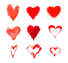 red hearts hand-drawn