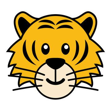 Simple cartoon of a cute tiger