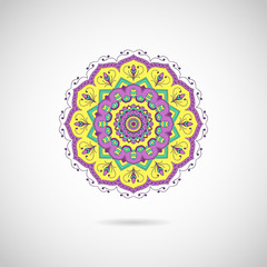 Vector ornamental colorful mandala. Stylish geometric pattern in oriental style. Arabic, indian, pakistan, asian motif.