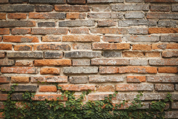 old and vintage red brick wall texture background