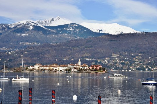 Isola dei Pescatori in winter at Lake Maggiore, Italy 