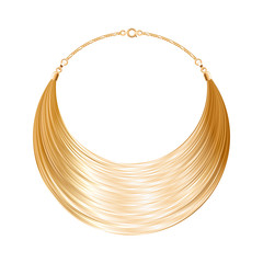 Rounded simple golden metallic necklace or bracelet.