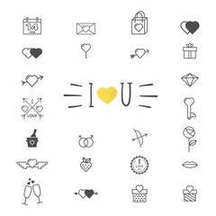 Valentine's day icon symbols. Template of Valentine's day poster