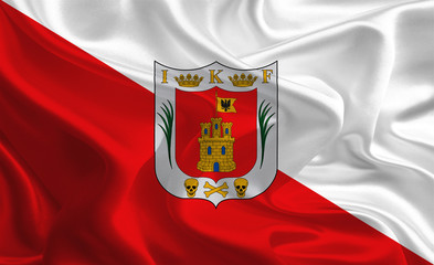 Mexican State Flags: Waving Fabric Flag of Tlaxcala