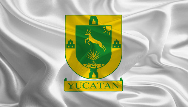 Waving Fabric Flag of Yucatan, Mexico