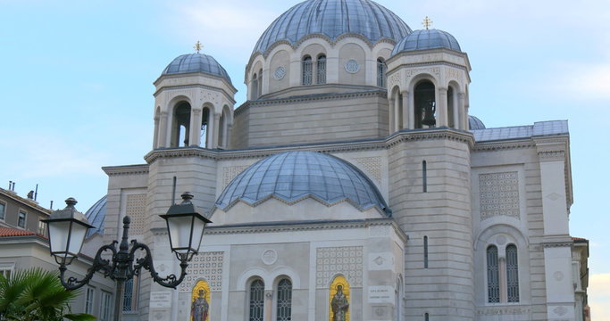 Saint Spyridon Church in Trieste. Serbian Orthodox Parish of St. Spyridion Thaumaturge at Genoa street in Trieste, Italy.
