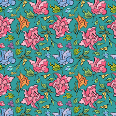 Flower pattern. Vector seamless background.