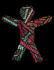 Wellness exercise, word cloud concept 3