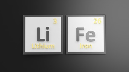Periodic table of elements symbols used to form word Life, isolated on black