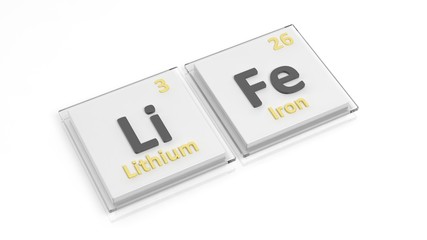 Periodic table of elements symbols used to form word Life, isolated on white.