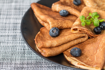 pancakes with fresh blueberry and huney
