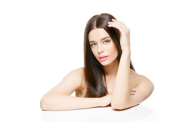 Fototapeta premium Beautiful girl touching hair