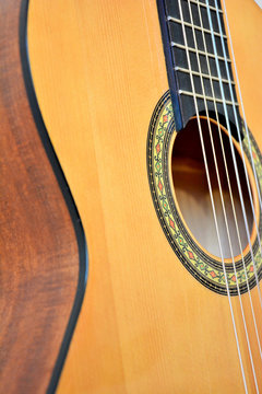 Acoustic guitar closeup view
